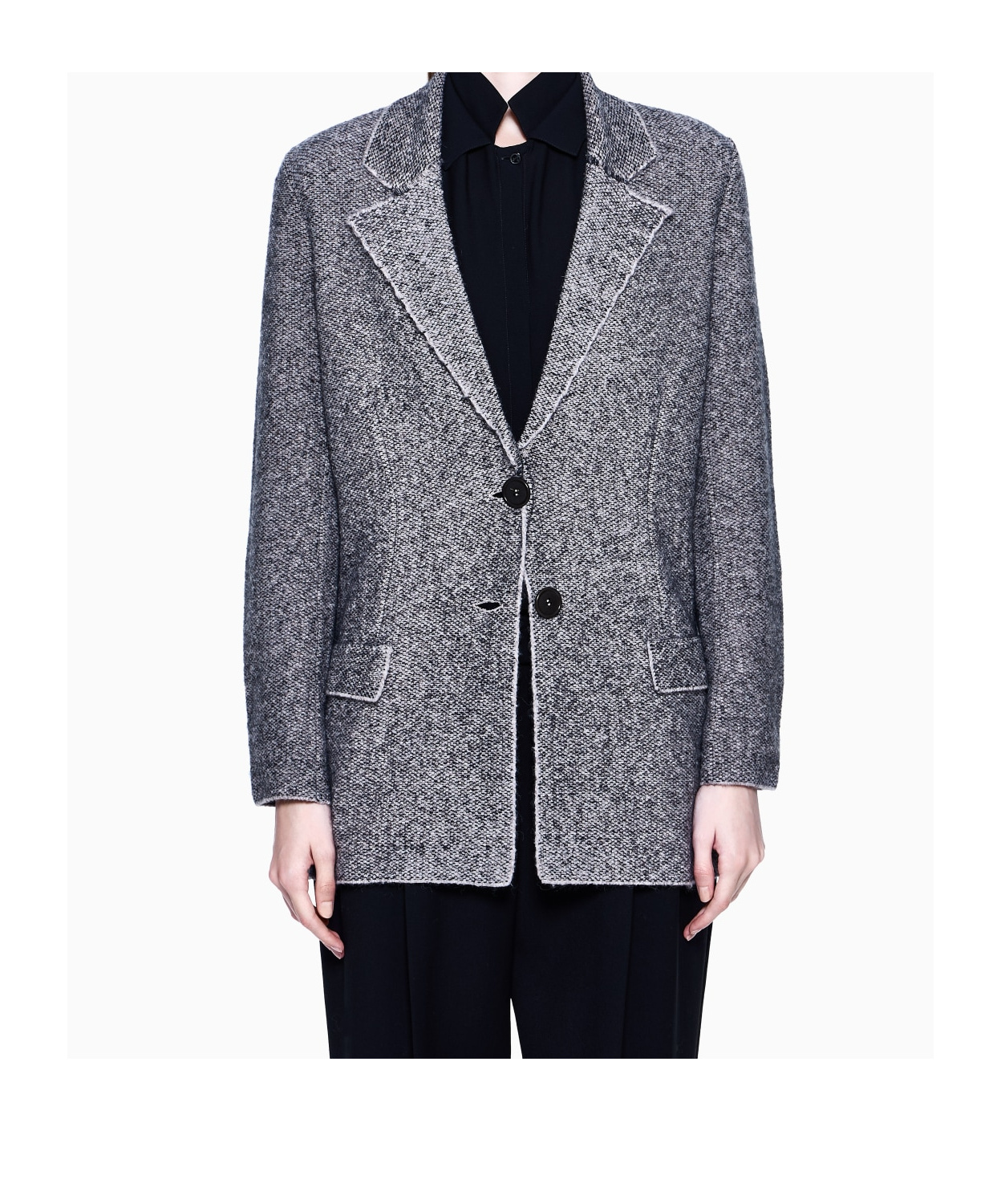 Giorgio Armani Textured Blazer With Flap Pockets And Lapel In Blue