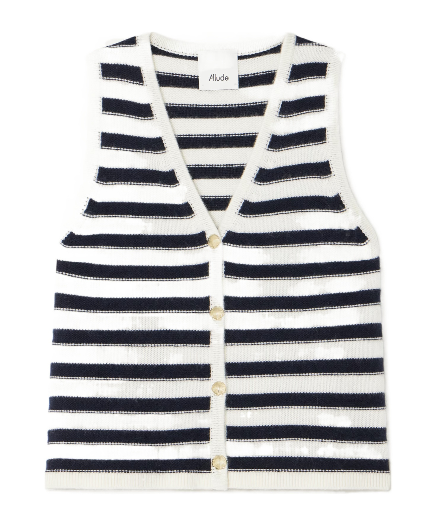Allude V-neck Knit Vest In Black