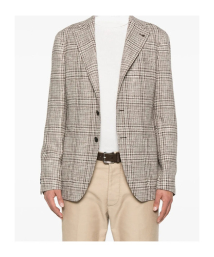 Tagliatore Embroidered Lapel Wool Blend Jacket