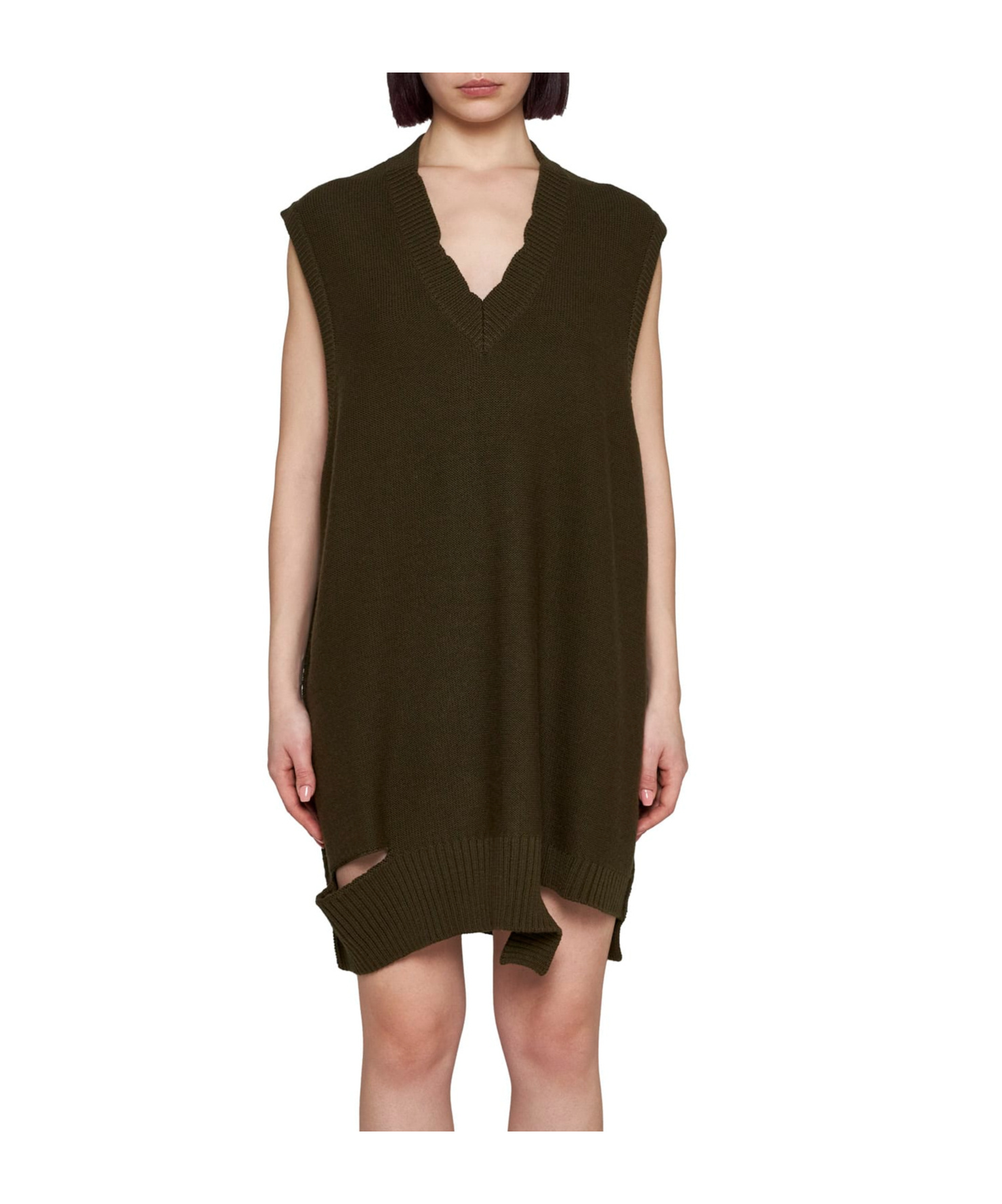 Mm6 Maison Margiela Wool-blend Knit Mini Dress In Black