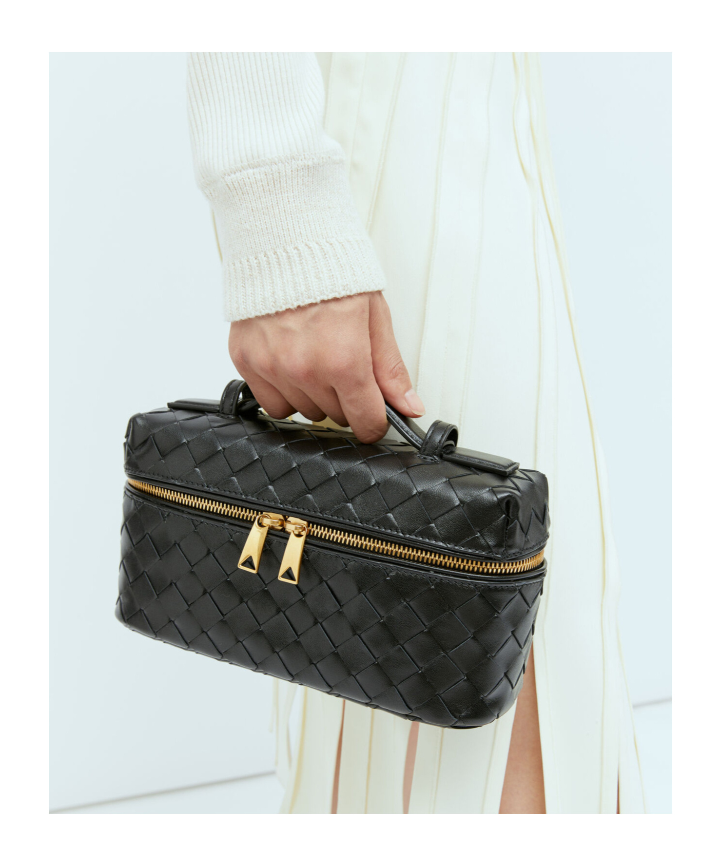 Bottega Veneta Bang Bang Vanity Intrecciato Leather Tote In Black