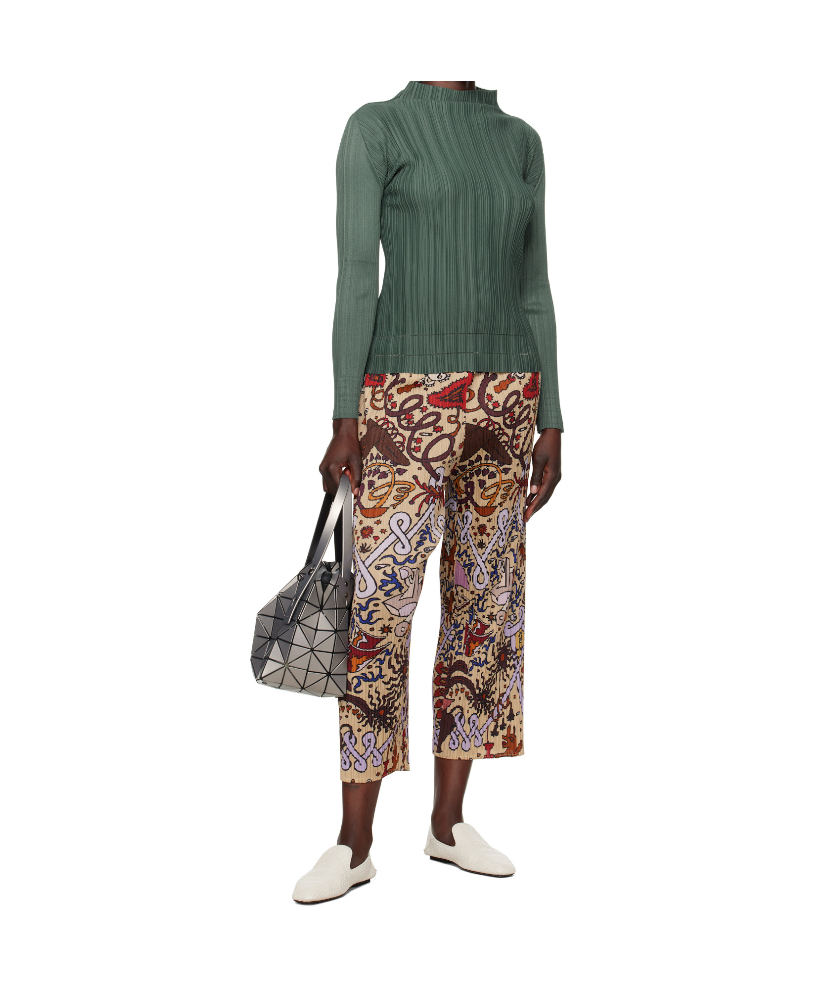 Issey Miyake Elastic Waist Casual Pants In Multicolor
