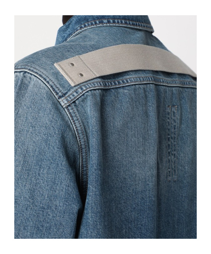 Rick Owens Drkshdw Mens Two-buttoned-pockets Curved-hem Denim Shirt Washed Indigo In Blue