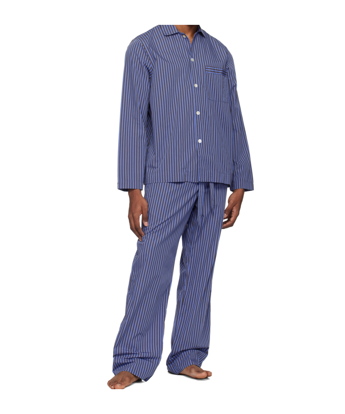 Tekla Verneuil Stripe-pattern Pyjama Trousers In Blue