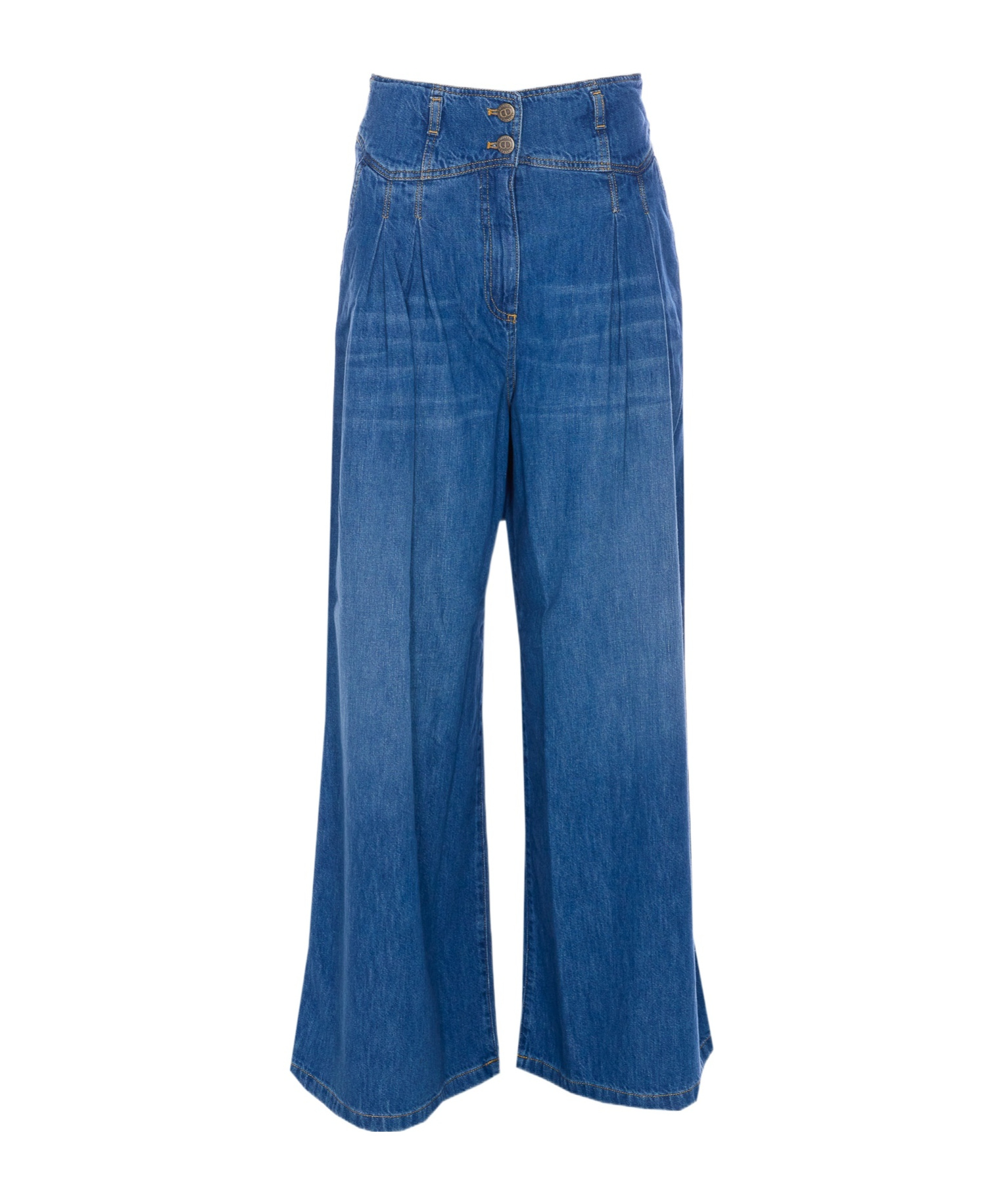 Twinset High Waist Wide-leg Denim Trousers In Blue