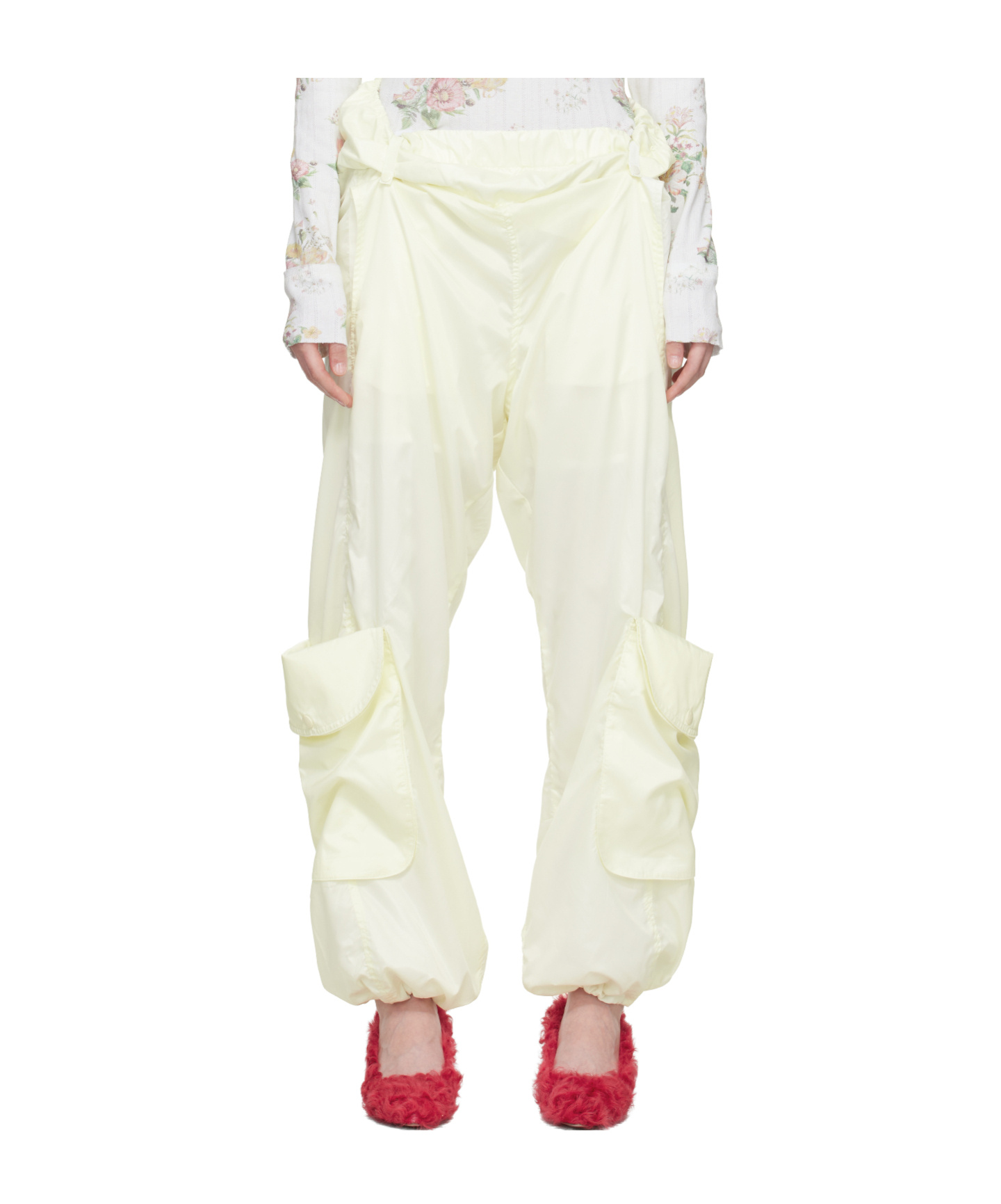 Open Yy Paperbag Waist Cargo Pants In Yellow
