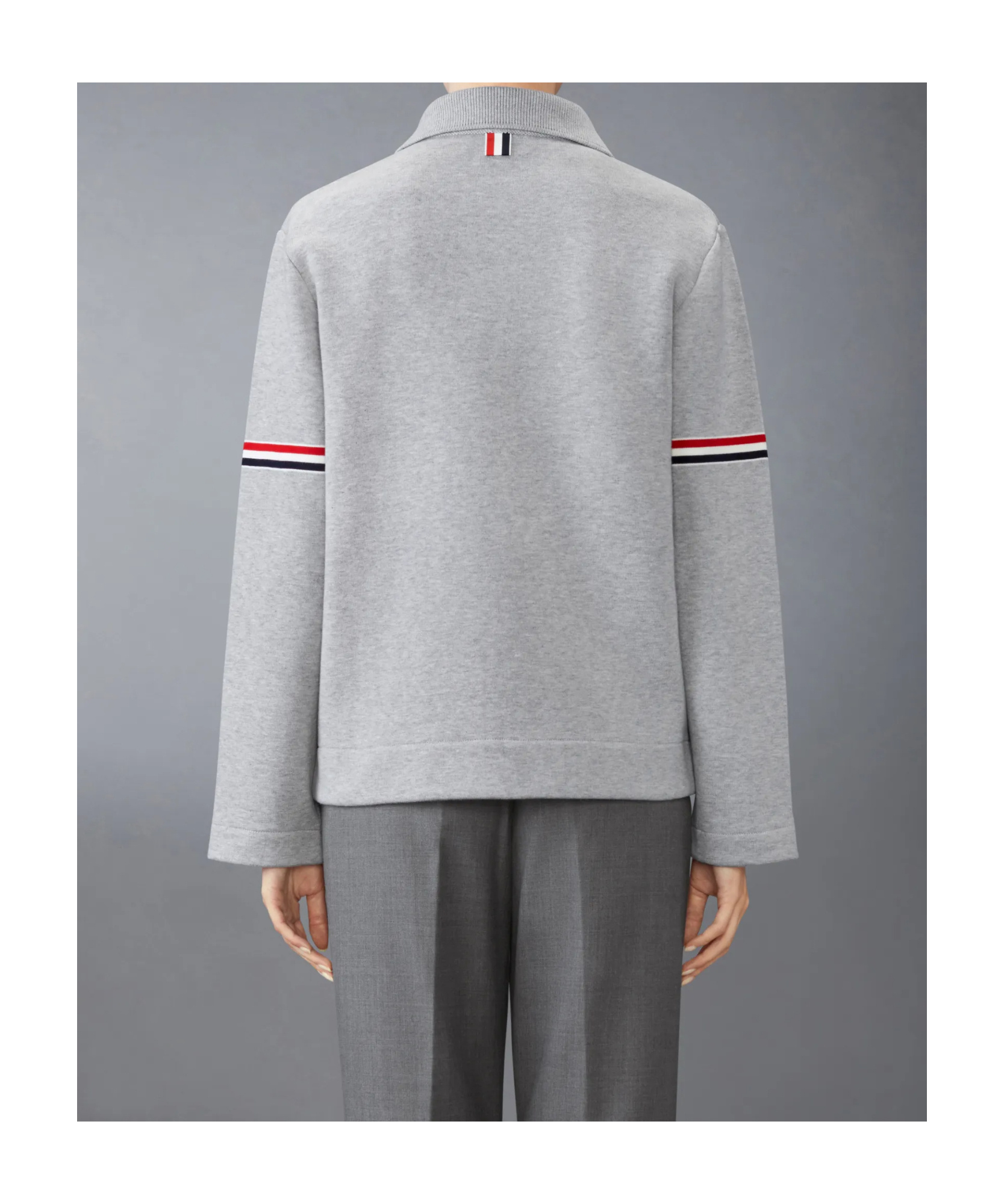 Thom Browne Rwb-stripe Cotton Jacket In Gray