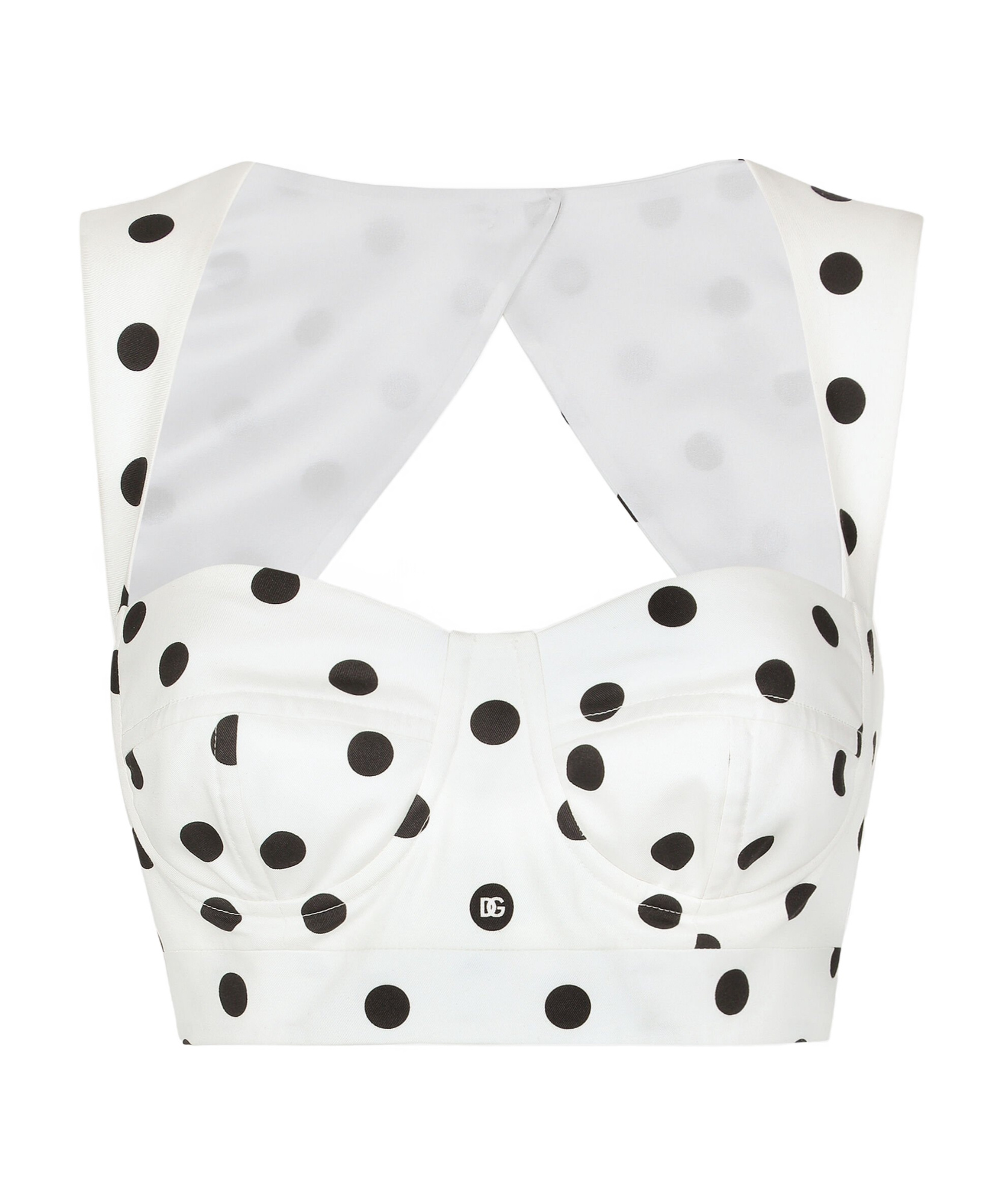 Dolce & Gabbana Polka-dot Cotton-blend Drill Crop Top In White