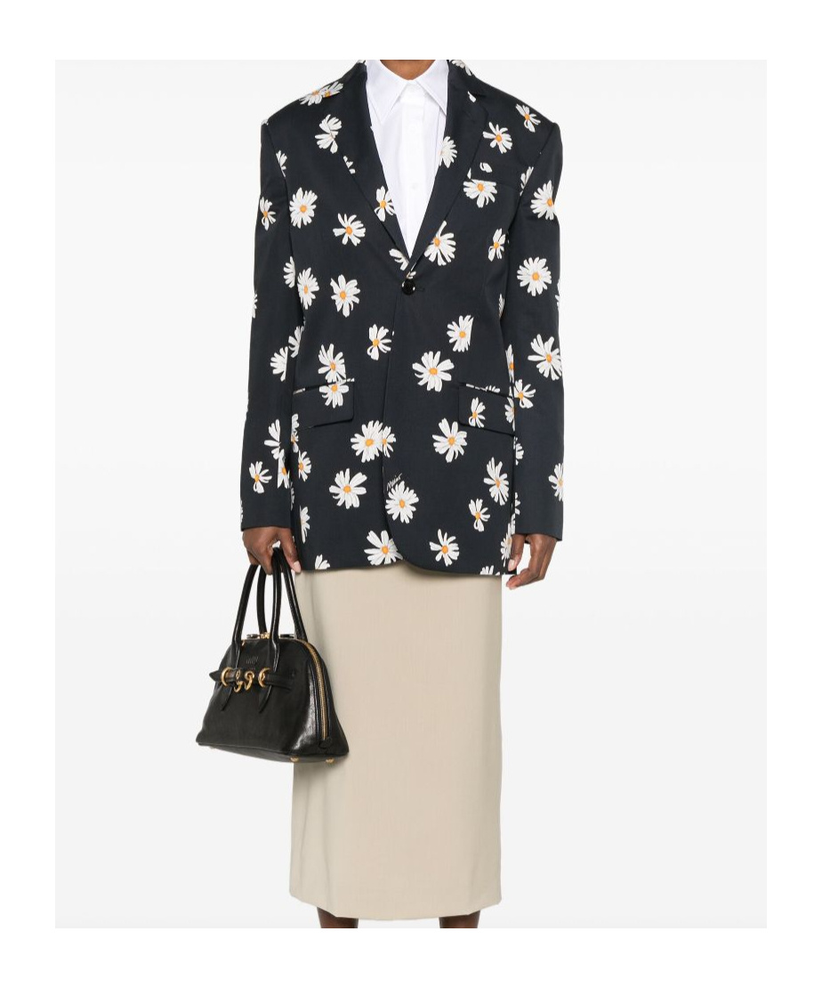Moschino All-over Daisy Print Blazer In Black