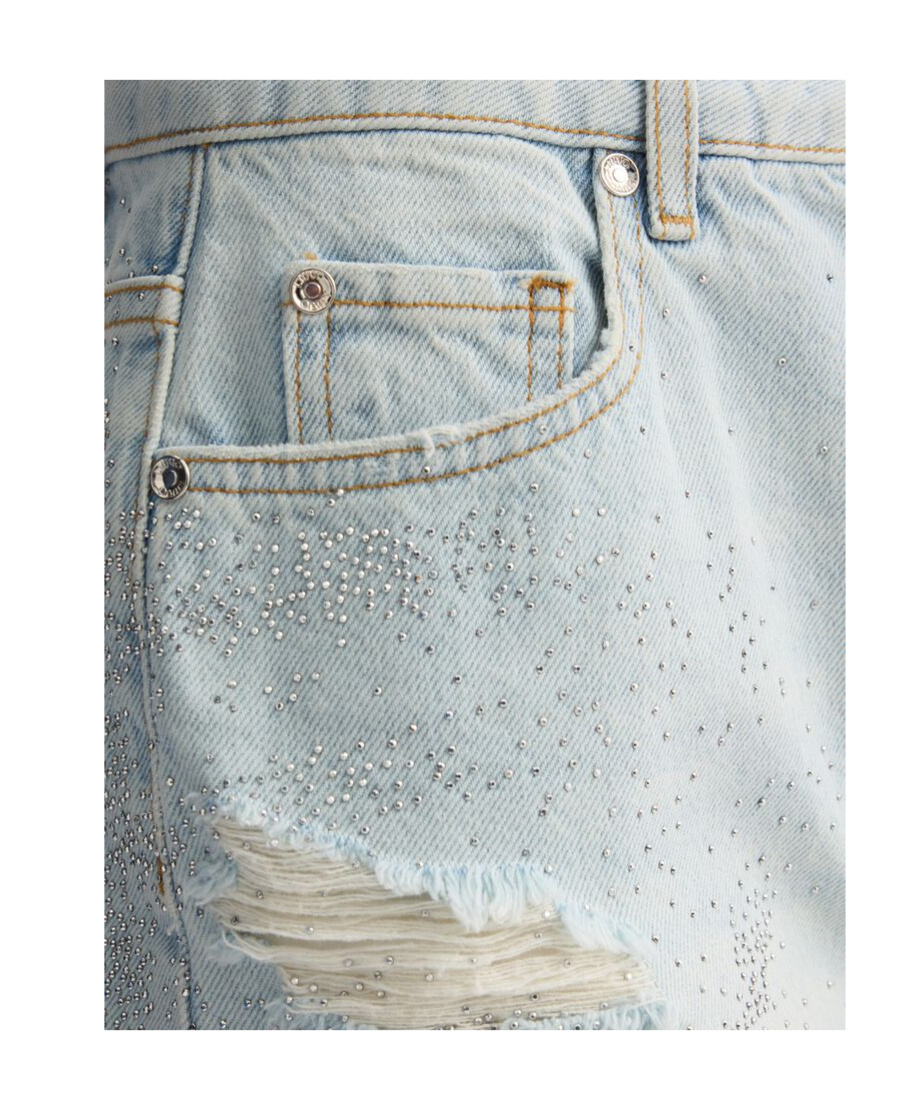 Liu •jo Denim Shorts With Gemstones In Blue