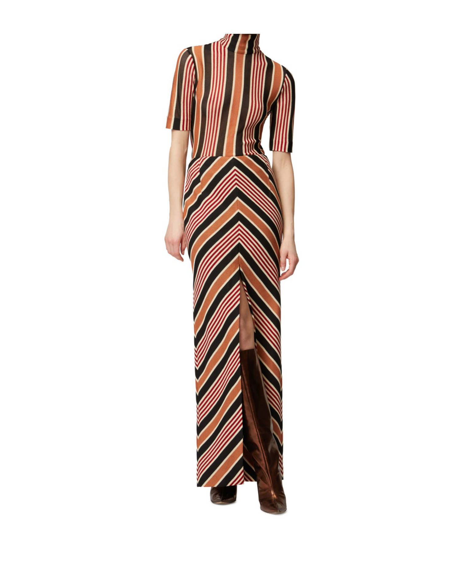 Missoni Chevron Slits Maxi Skirt In Multicolor