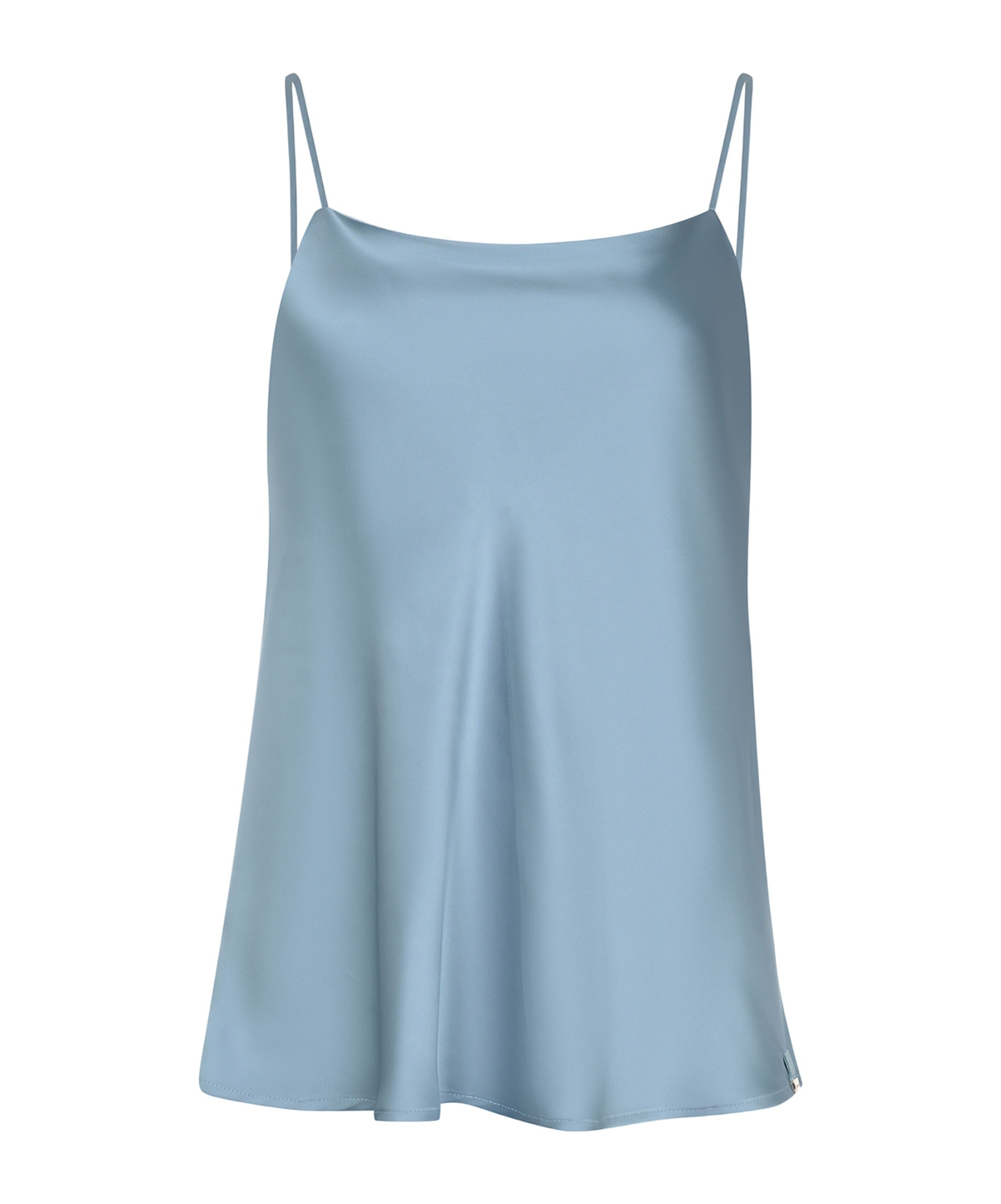 Herno Spaghetti Straps Satin Tank Top In Blue