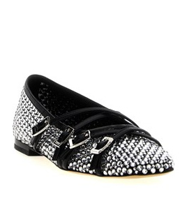 Machmach Crystal Decorated Ballet Shoes In Black