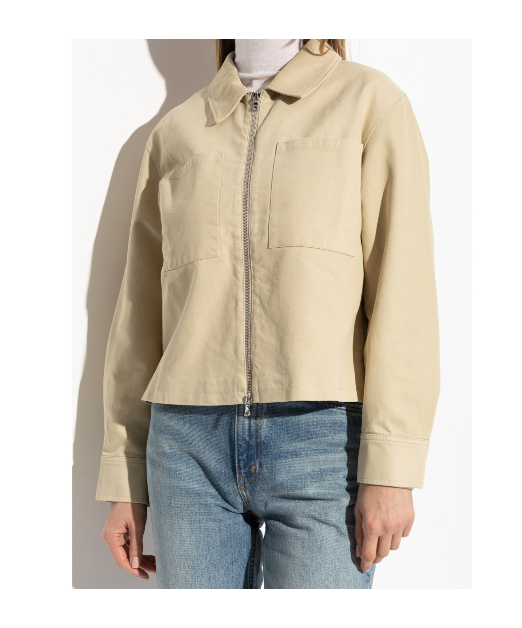 Shop Officine Generale Zip-up Jacket In Nude