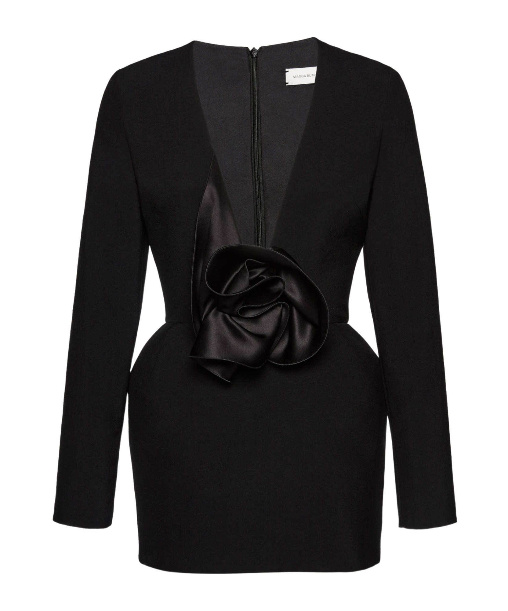 Magda Butrym Oversized Floral Embellished Silk-wool Dress In Black