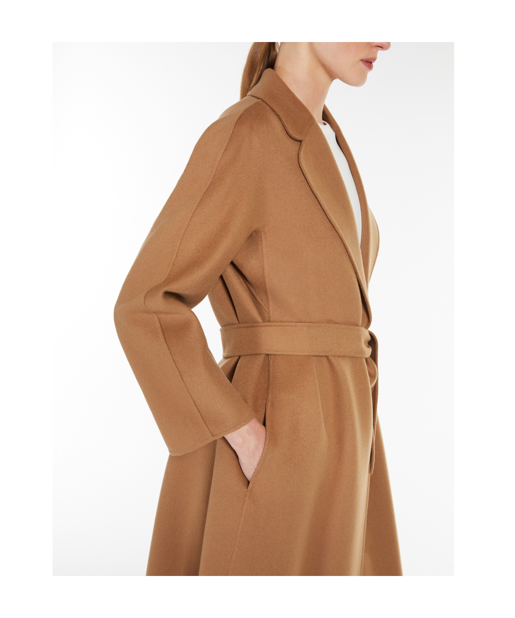Shop Max Mara 's Belted Long-sleeved Coat In Brown