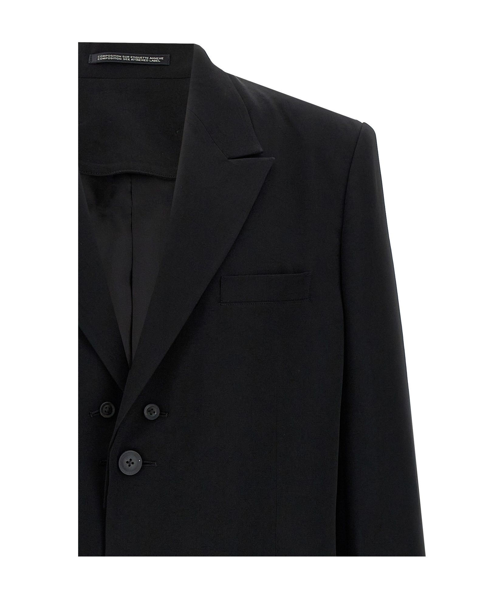 Yohji Yamamoto Asymmetrical Blazer Longline Notched Lapels In Black
