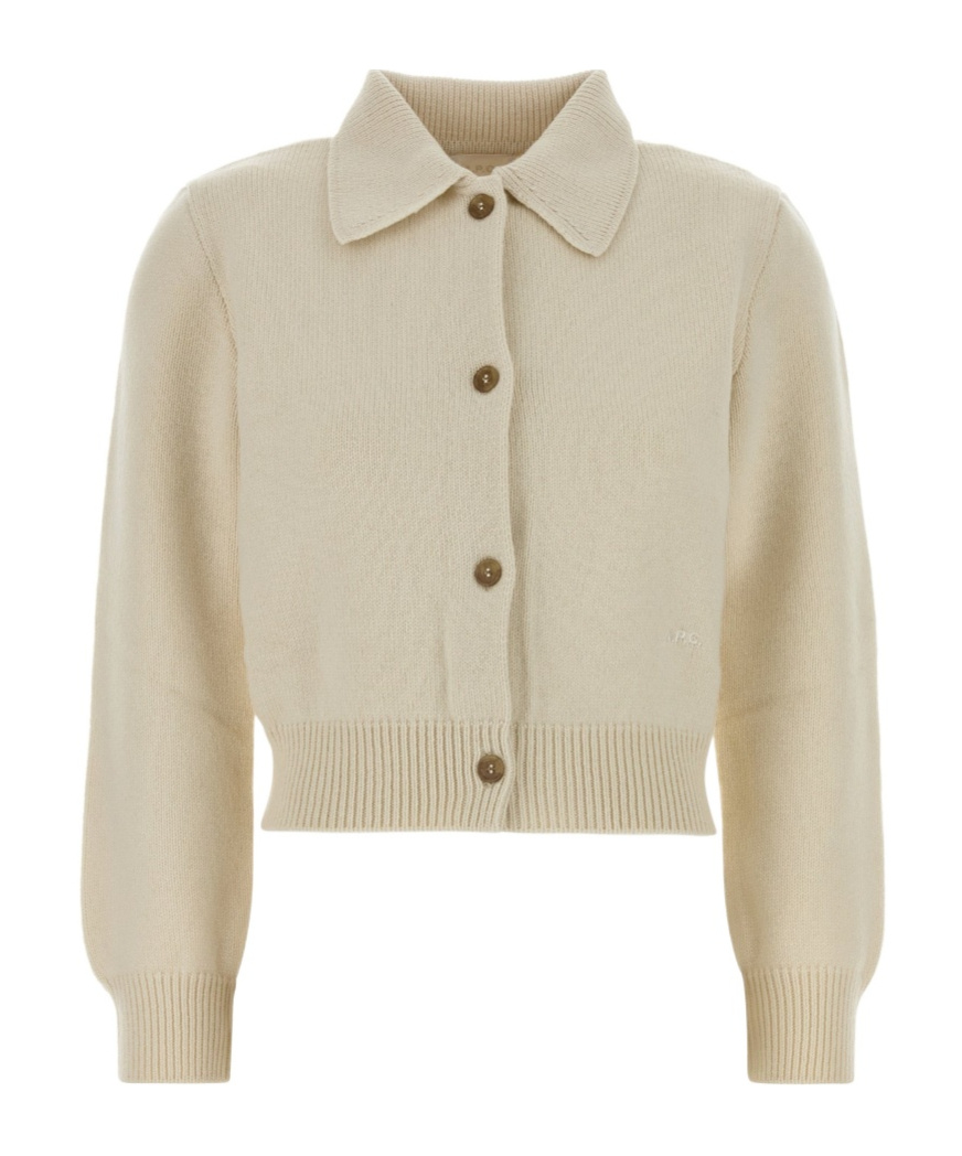 Apc A.p.c. Ivory Wool Cardigan In Brown