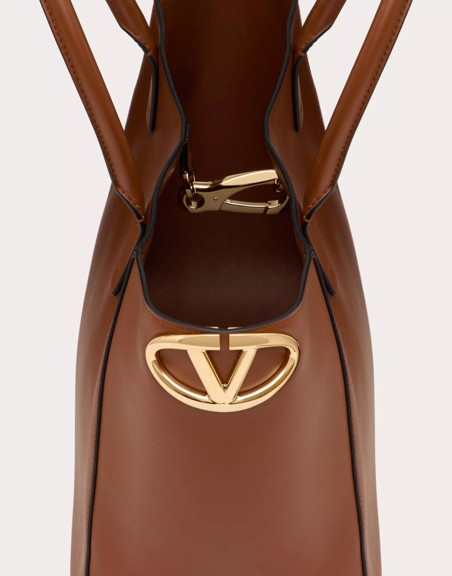 Valentino Vlogo Side Shopping Tote Bag In Nappa Calfskin Leather In Brown