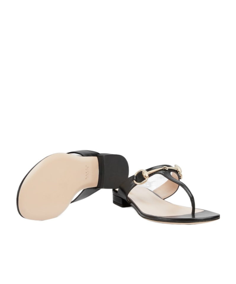 Shop Gucci Women's Thong Sandal With Horsebit In Black