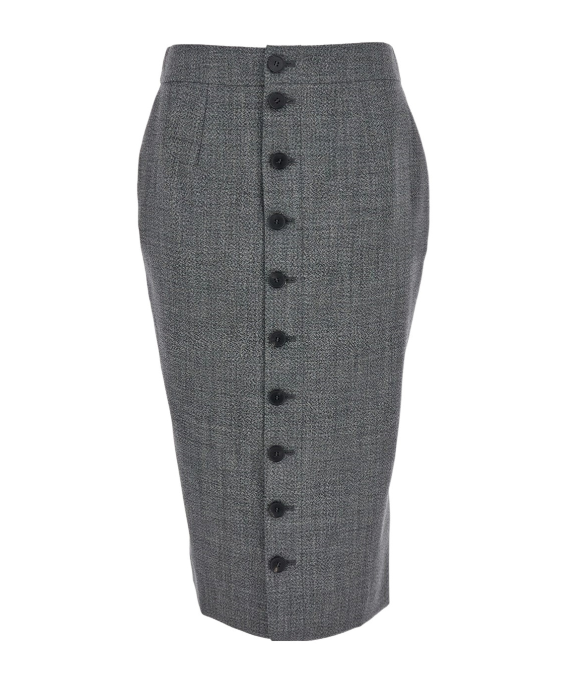 Alexander Mcqueen Grey Skirt With Button Closure In Wool Woman In Gray