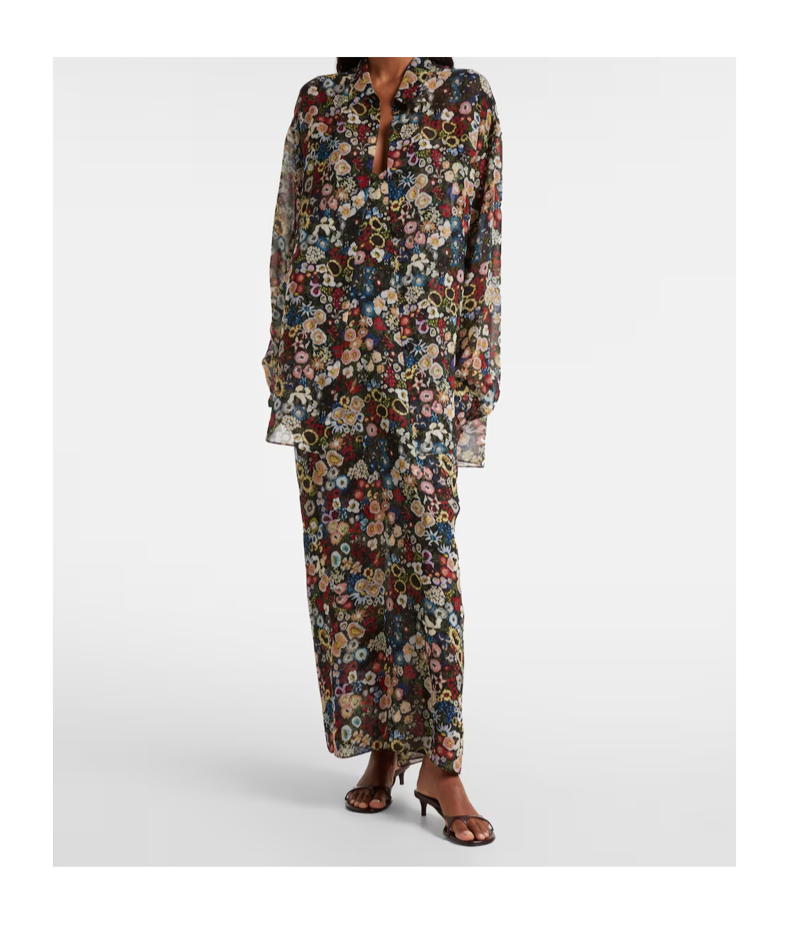 Khaite Taja Floral-print Silk-chiffon Maxi Dress In Multi