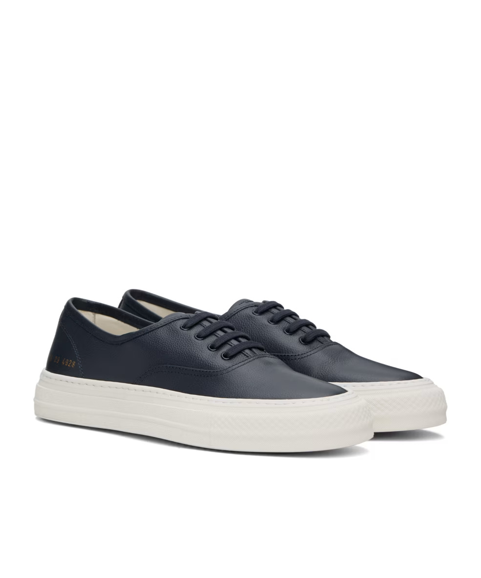 Common Projects Navy Four Hole Sneakers In White