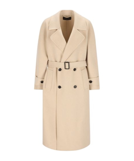 Loro Piana Double Breasted Belted Coat In Nude