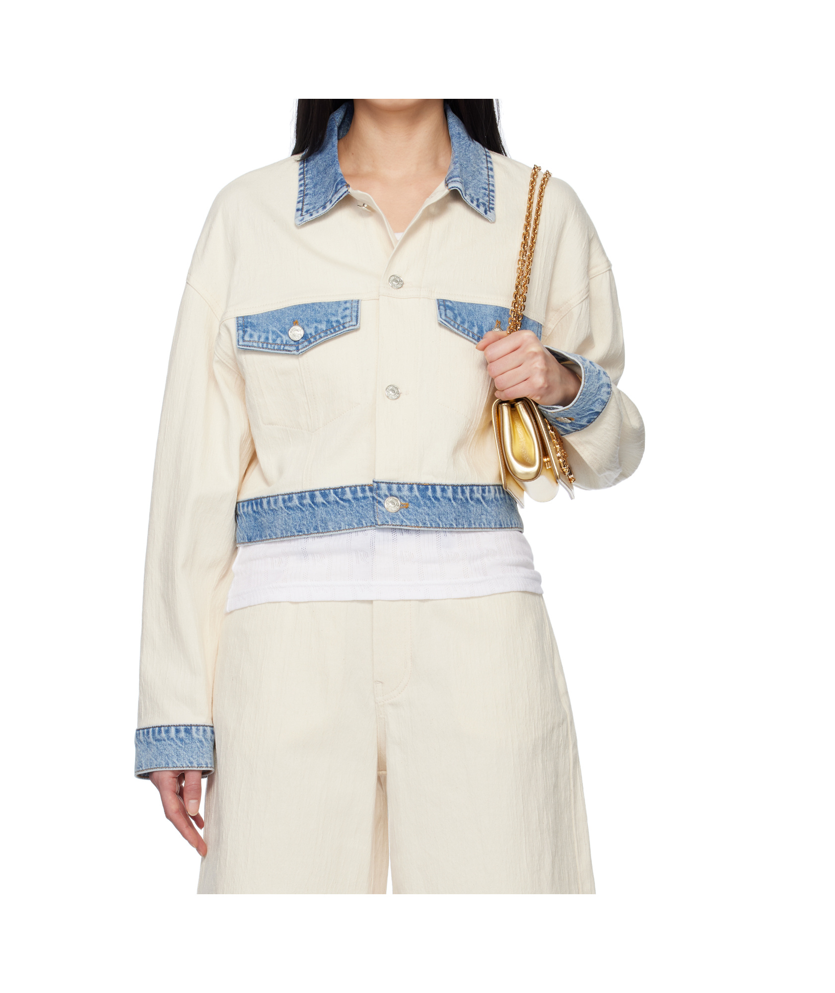 Moschino Textured Cotton Hemp Jacket In White