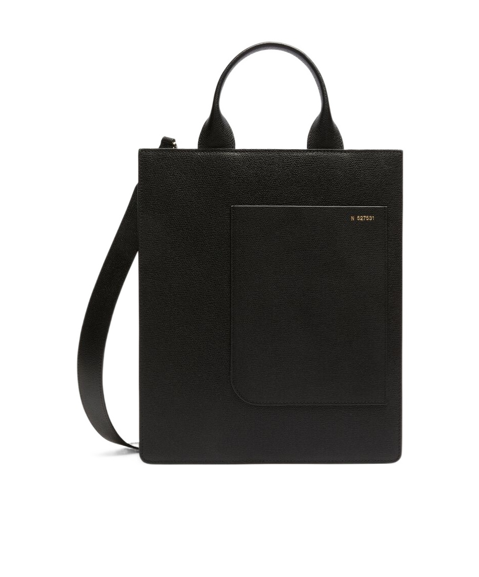 Shop Valextra Mini Boxy Leather Tote Bag In Black