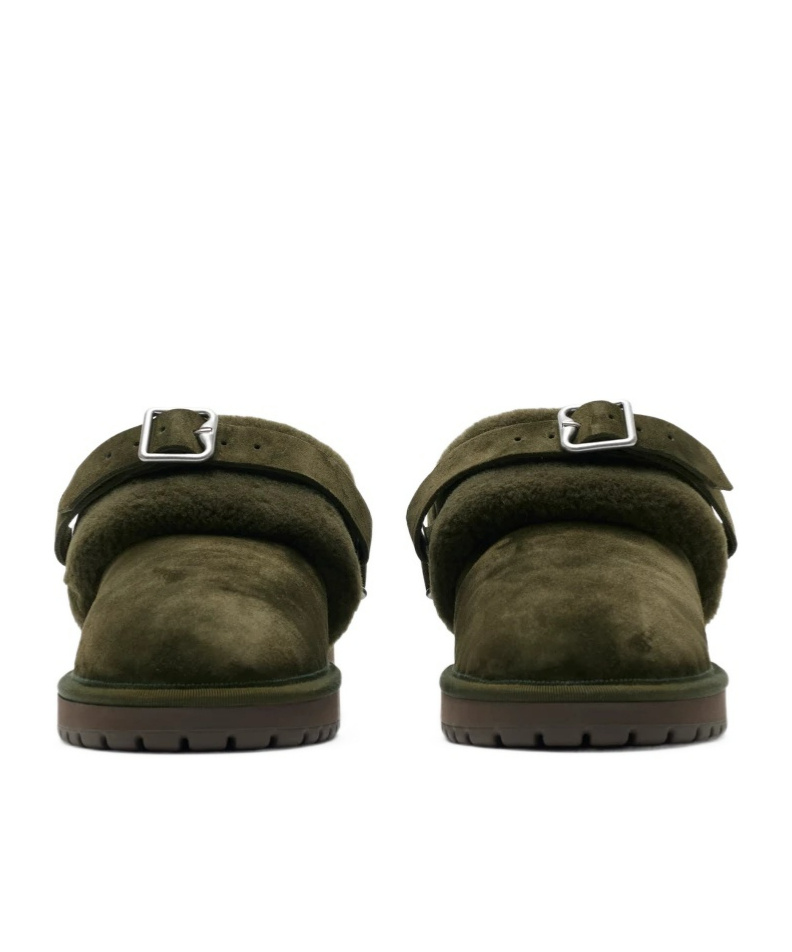 Burberry Elegant Mini Suede Slippers With Soft Fur Lining In Black
