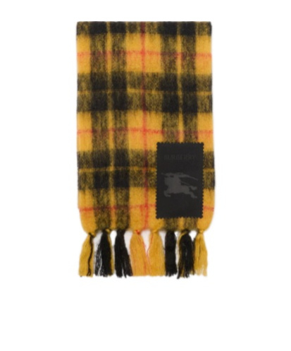 Burberry Check Mohair Wool Scarf In Yellow
