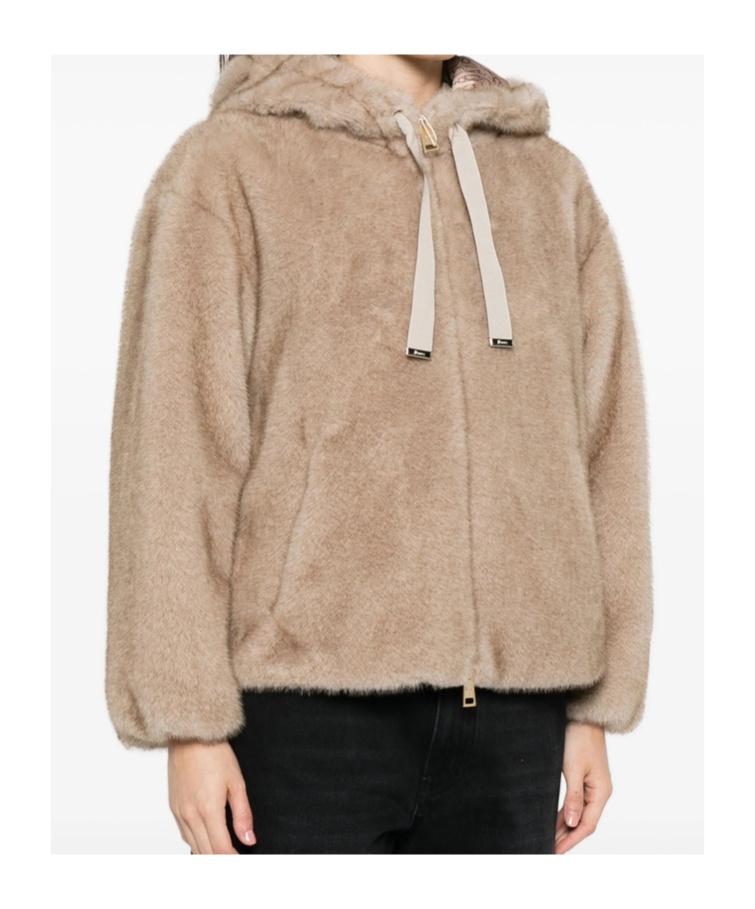 Herno Hooded Zip-up Jacket In Brown