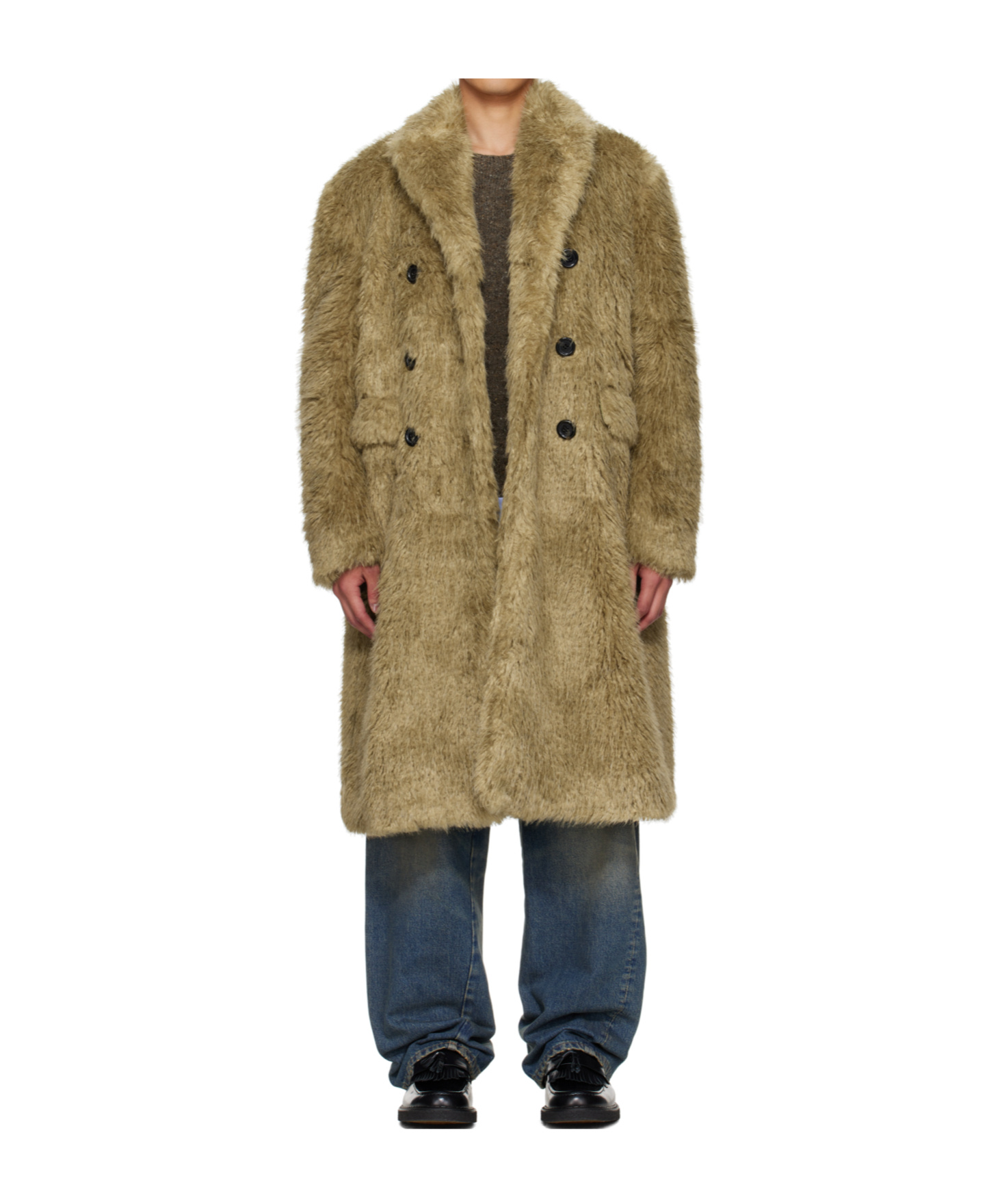 Andersson Bell Fields Buttons Faux Fur Coat In Brown