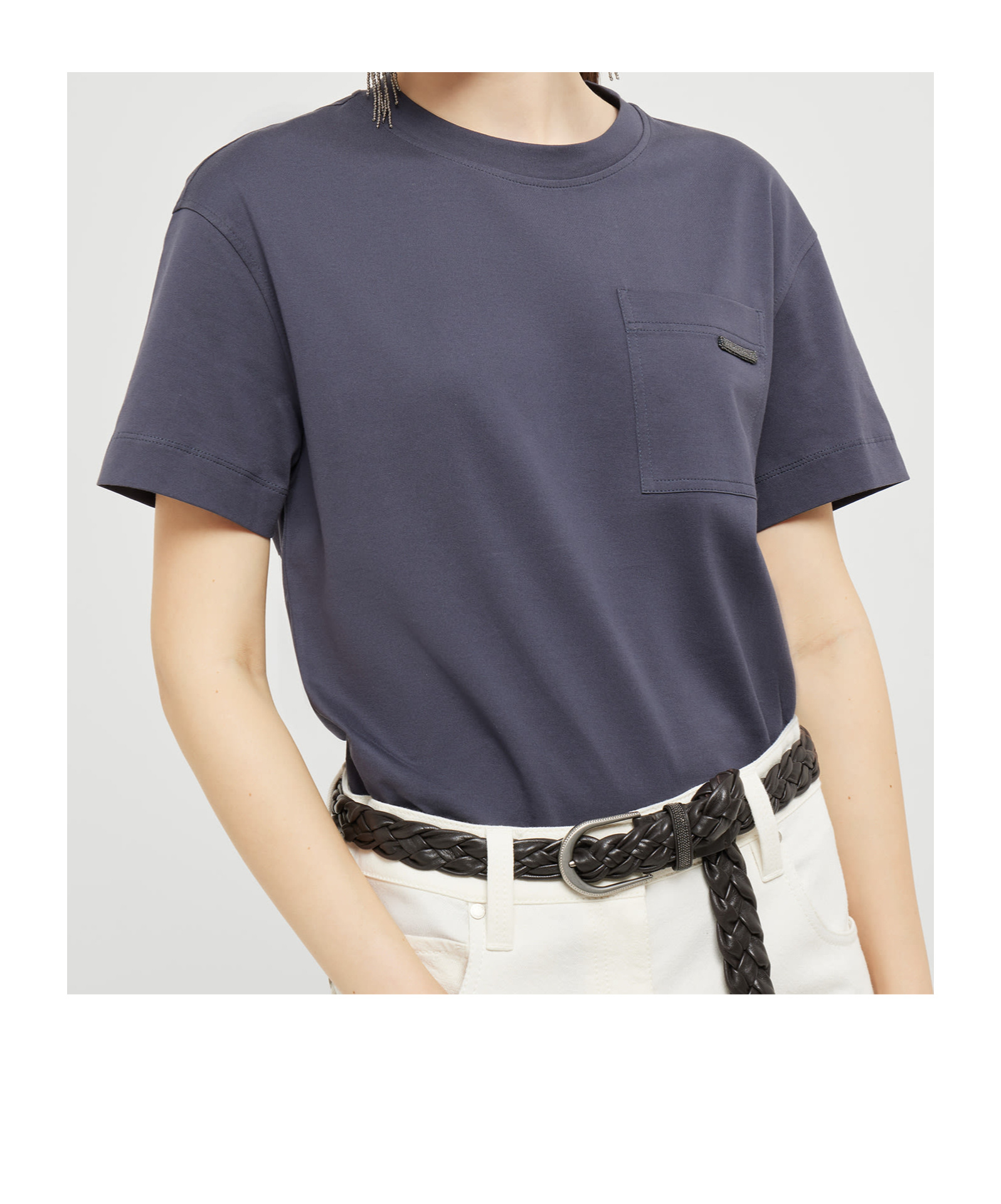 Brunello Cucinelli Cotton Pocket-detail T-shirt In Gray