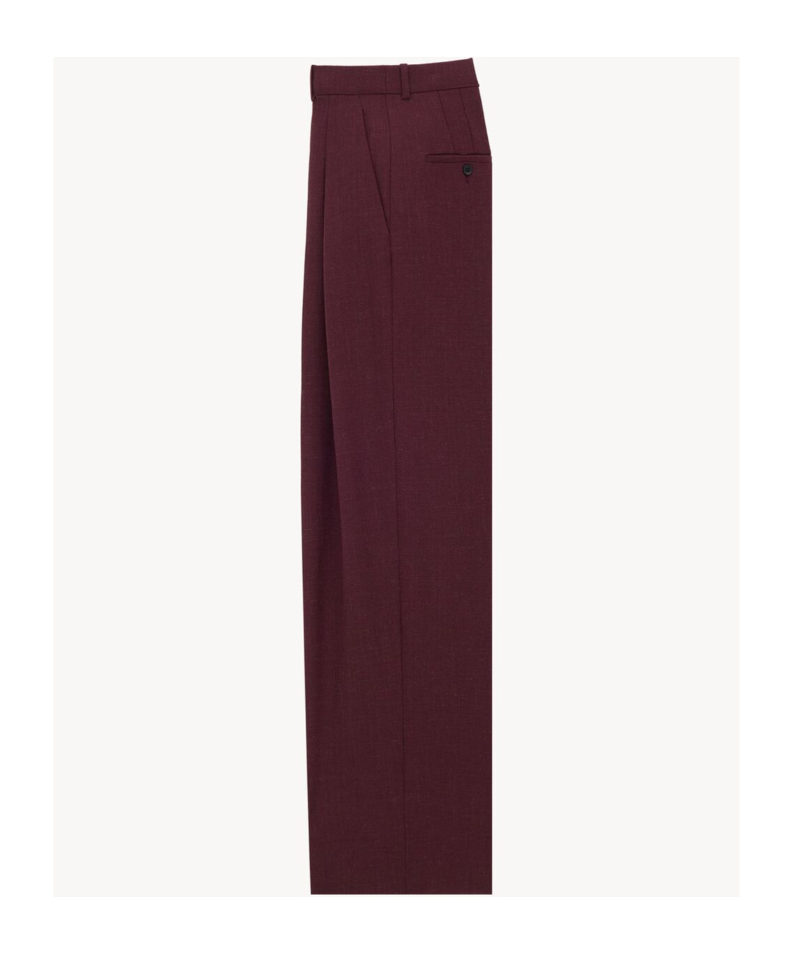 Saint Laurent Pleated Wool Wide-leg Pants In Bordeaux