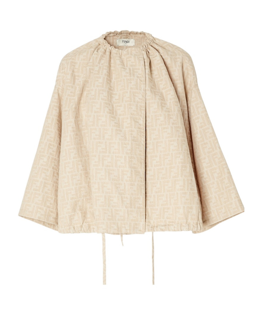Fendi Women Ff Cotton And Linen Jacket In Neutral
