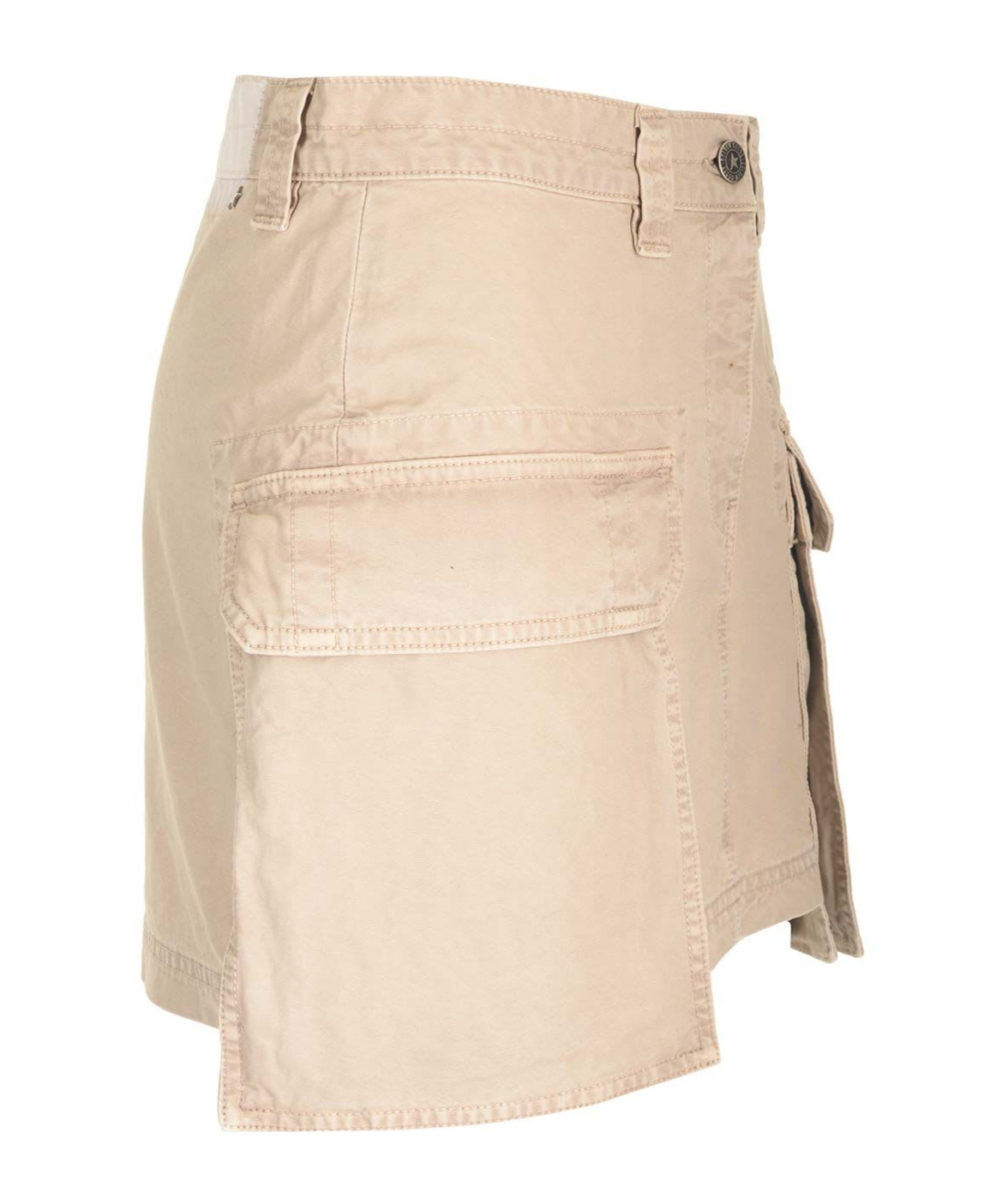 Golden Goose Worker Cotton Asymmetrical Mini Skirt In Nude