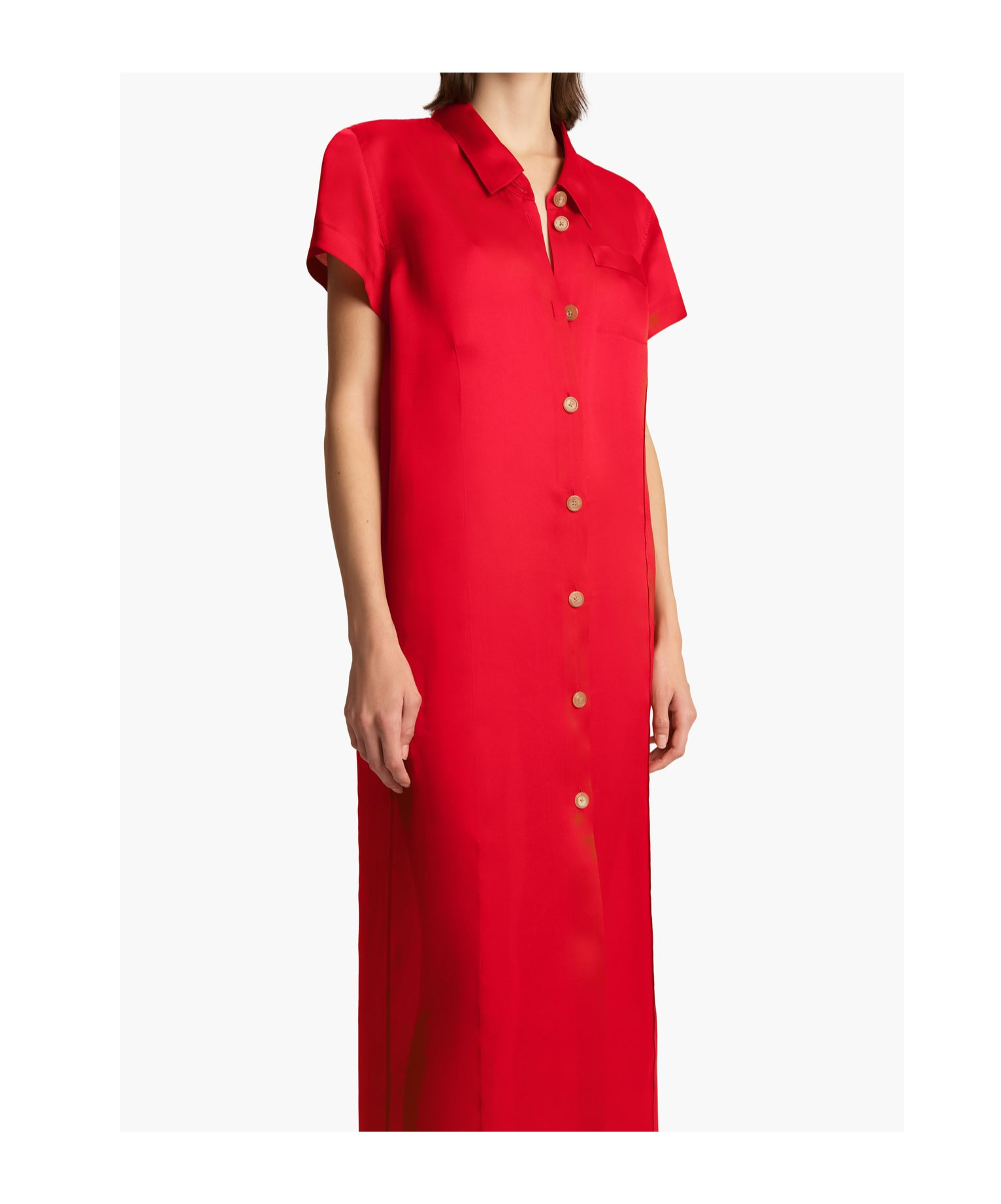 Khaite Effy Silk And Cotton-blend Organza Midi Shirt Dress In Red