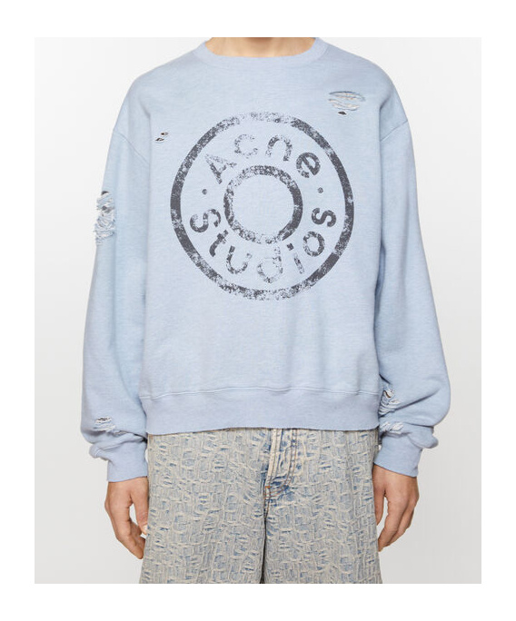 Acne Studios Sweater Logo Print Distressed In Blue