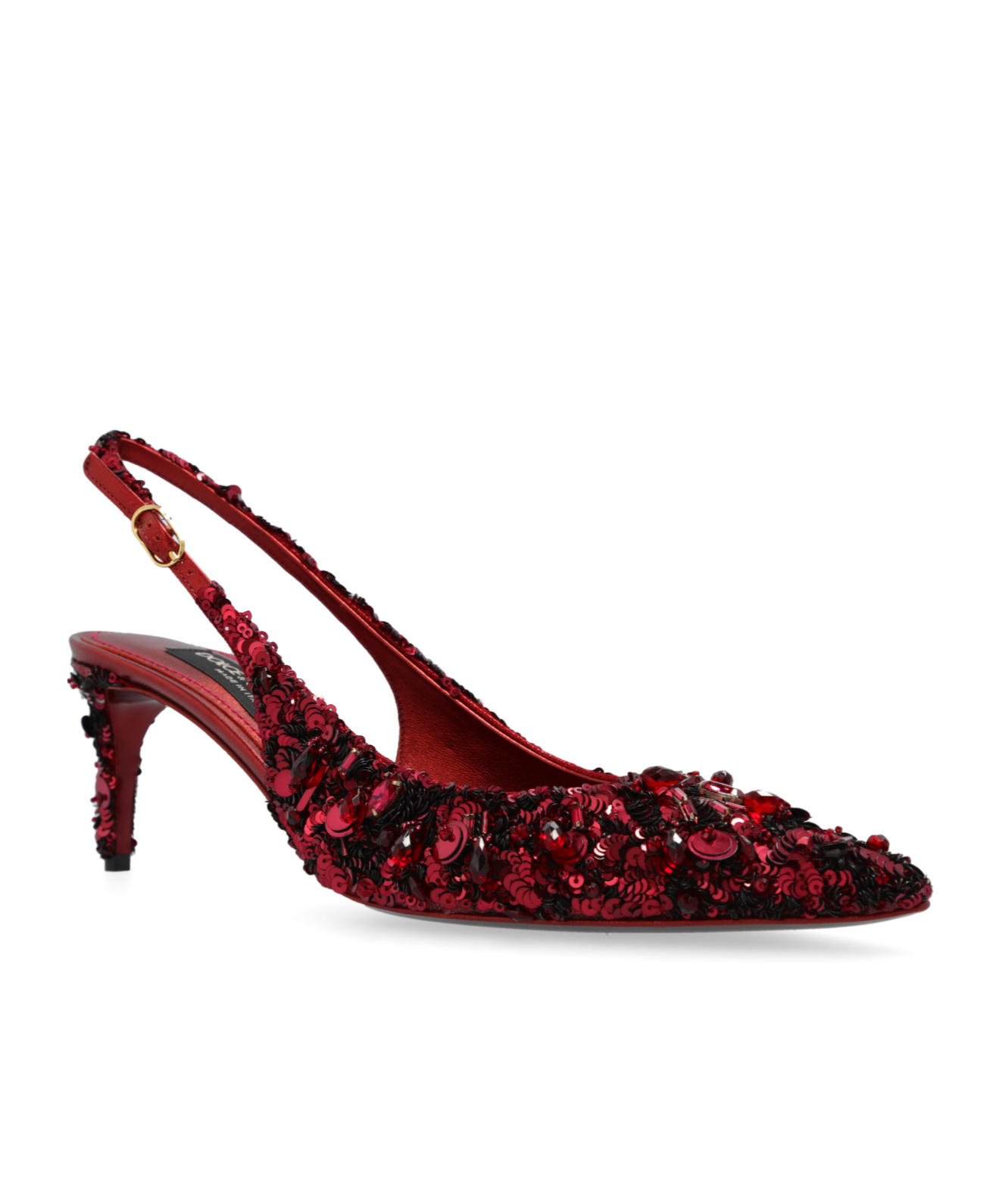 Dolce & Gabbana Tulle Slingbacks With Sequin Embellishment In Red