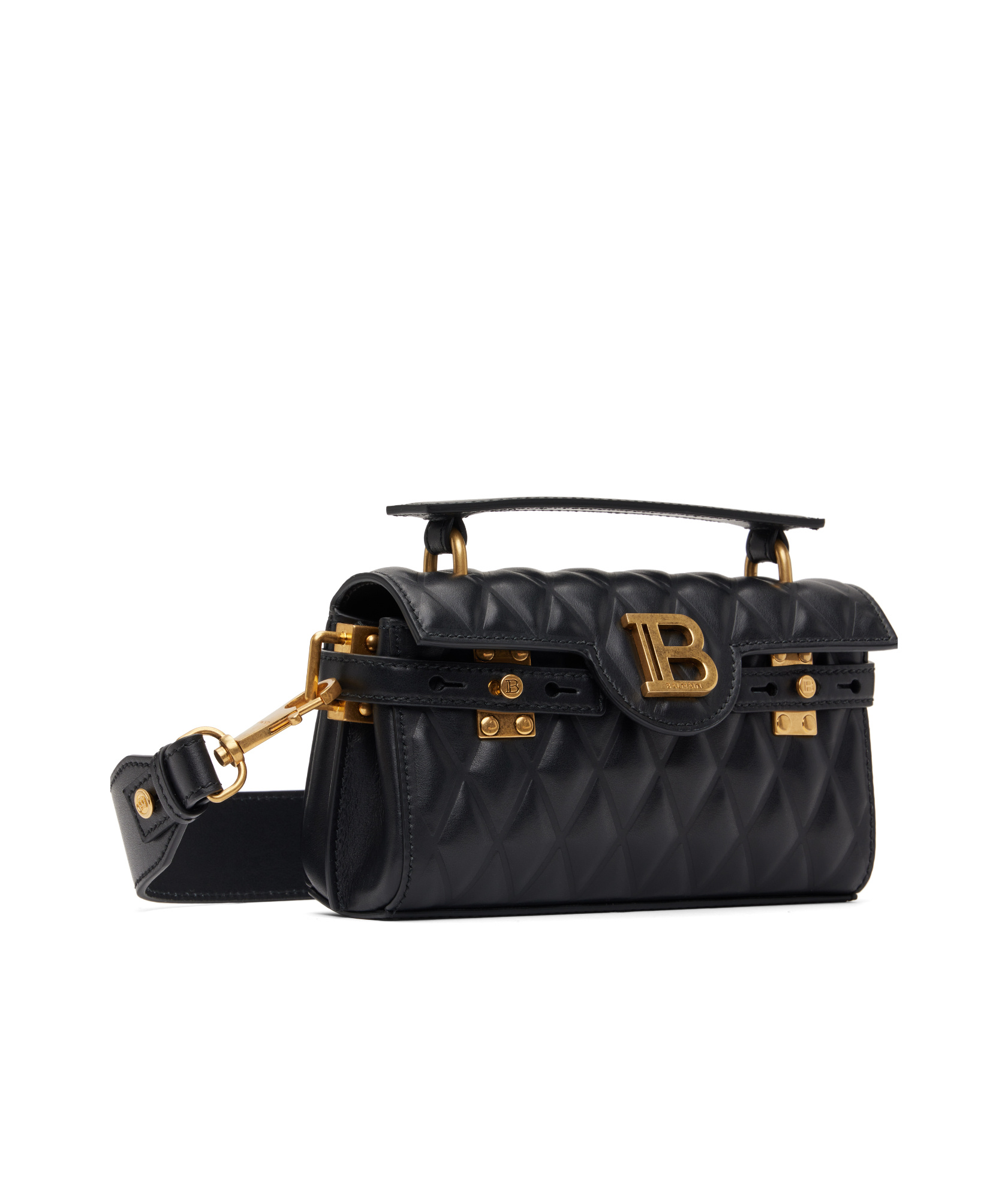 Balmain Black B-buzz 19-grid Padded Bag In Black