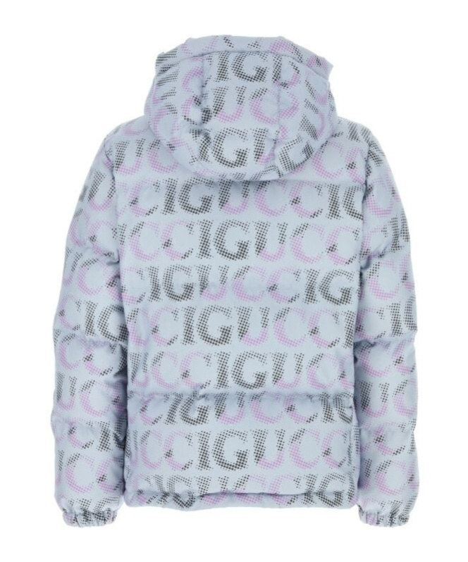 Gucci Printed Polyester Down Jacket In Blue
