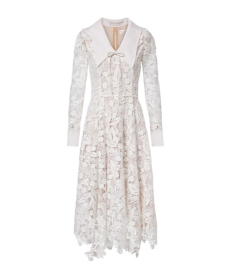 Oscar De La Renta Guipure Lace Midi Dress In White