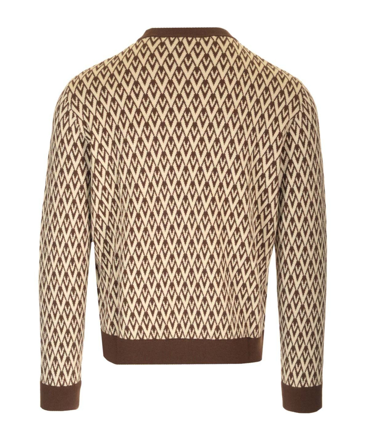 Valentino Monogrammed-intarsia Wool Jumper In Nude
