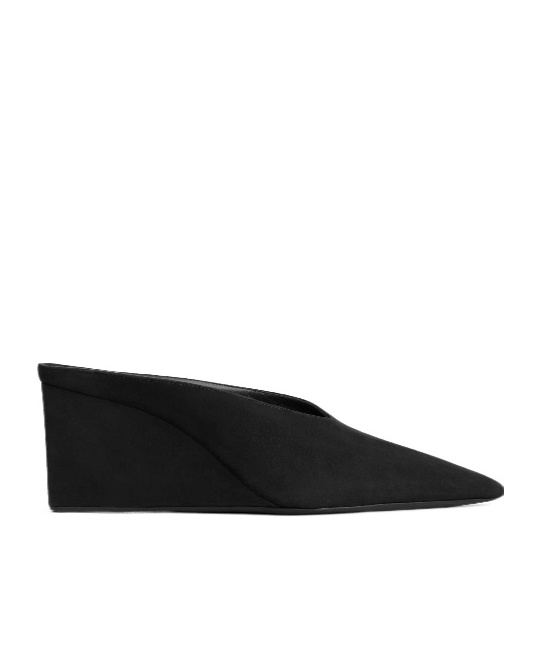 Alaïa Cube Wedge Mules In Suede Goatskin In Black