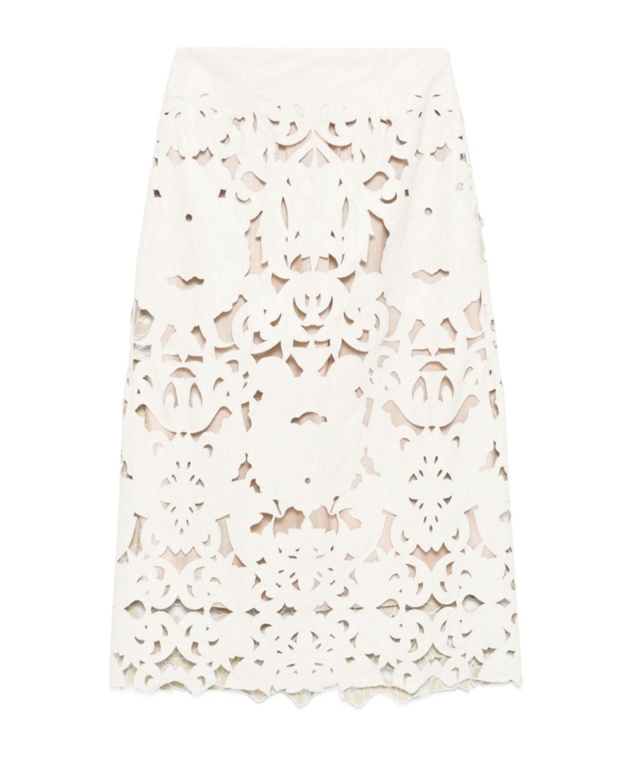 Shop Forte Forte Cut Out Midi Skirt In Beige