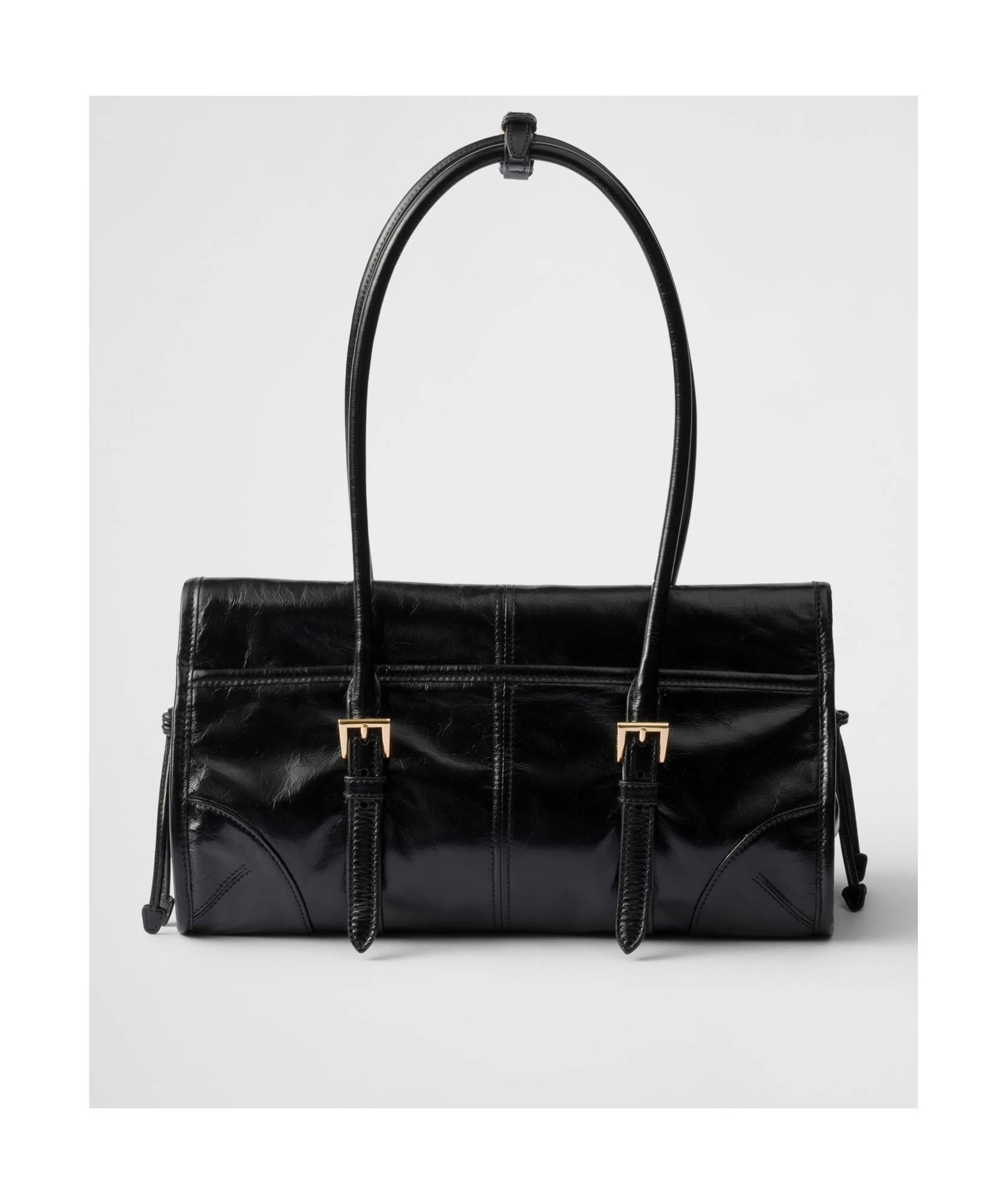 Prada Medium Leather Shoulder Bag In Black