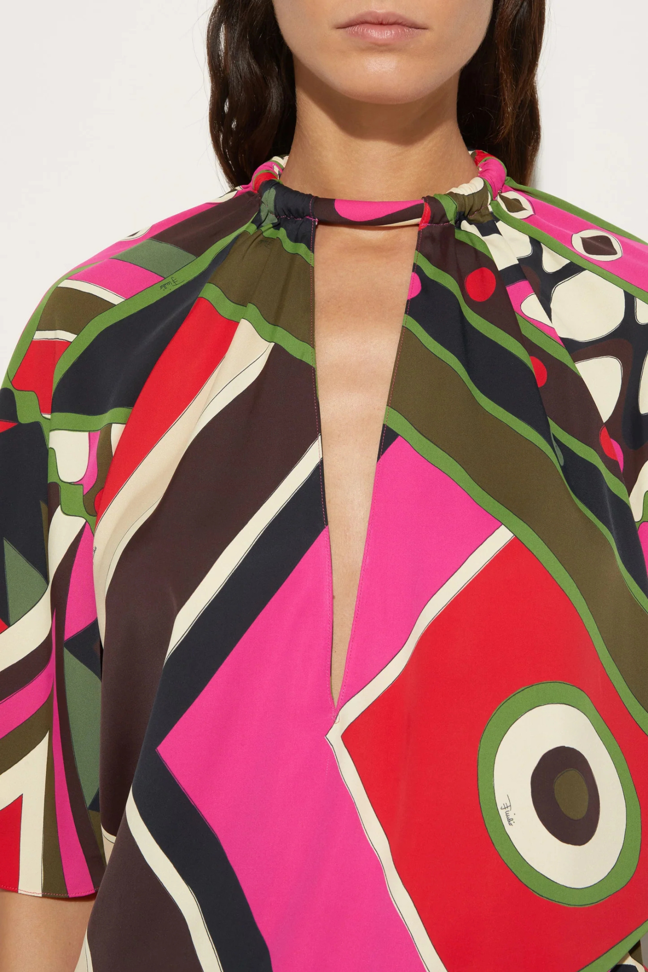 Emilio Pucci Vivara-print V-neck Blouse In Multicolor