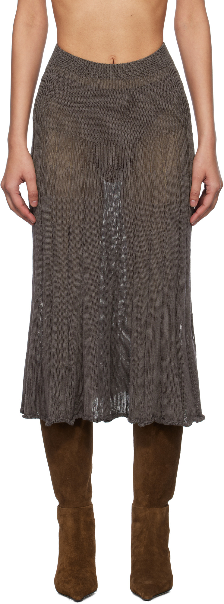 Gimaguas Brown Yoyo Midi Skirt In Multi